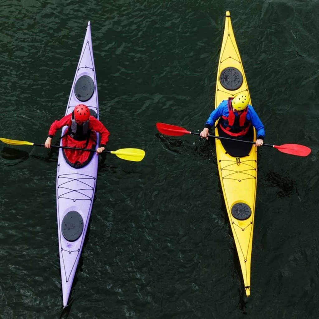 Yellow and Lavender Kayaks